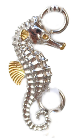 Sterling silver and 18kt gold Pot Belly Seahorse Topper by kovel