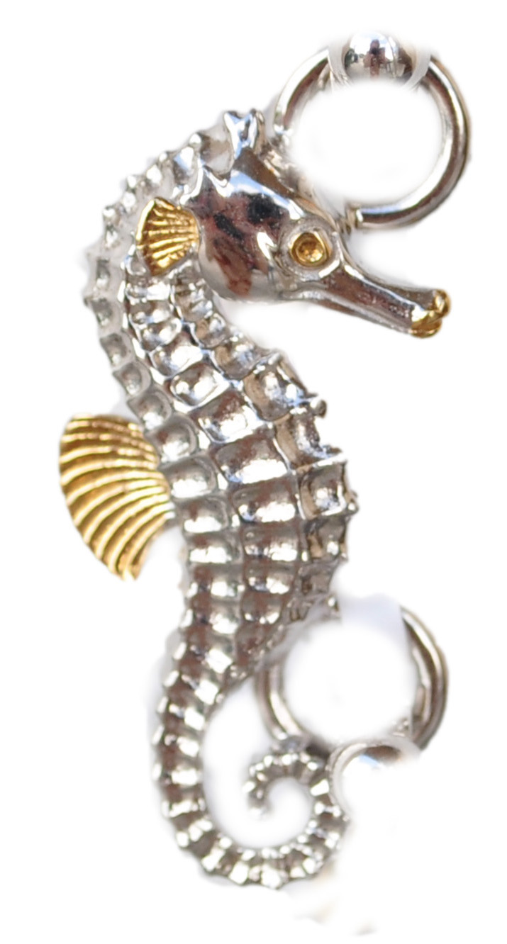 Sterling silver and 18kt gold Pot Belly Seahorse Topper by kovel