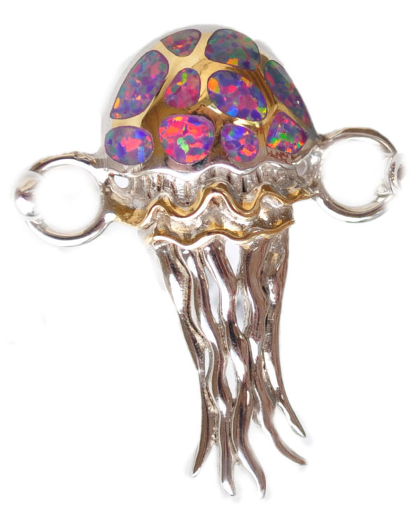 Sterling silver and 18kt gold Jellyfish Topper with opals by kovel