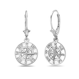 Small Compass Sterling Silver Earrings