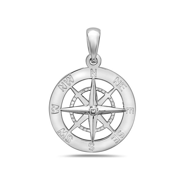 Medium Compass Sterling Silver Pendant