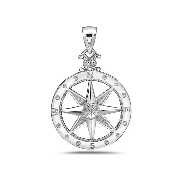 Medium Compass Rose Sterling Silver Pendant