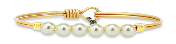 Crystal Pearl Bangle Bracelet In Classic White handmade in the USA by luca + danni