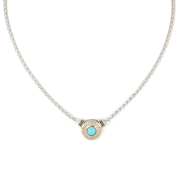 Pérola Pavé & Turquoise Necklace Necklace by John Medeiros Jewelry Collections.