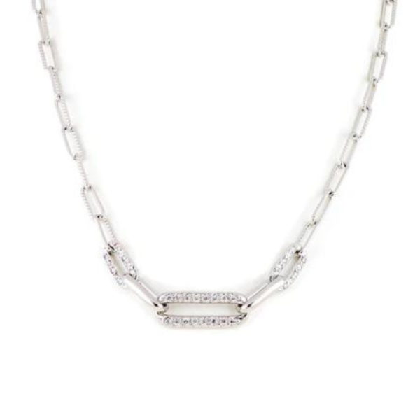 Diamante - Three Link Pavé Center Necklace by John Medeiros Jewelry Collections