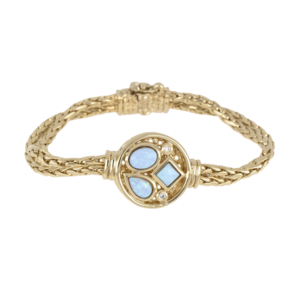 Opalas do Mar Collection - Double-Strand 3 Blue Opal CZ Gold Bracelet