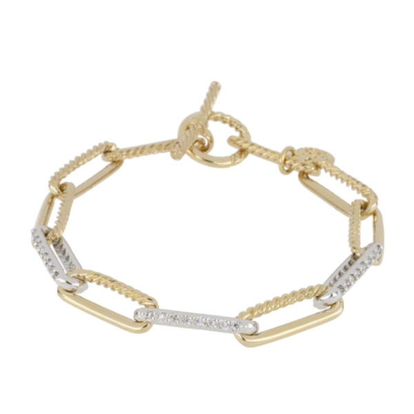 Diamante Corrente Toggle Links Bracelet with Pavé