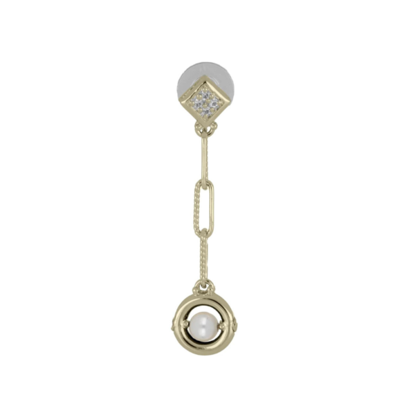 Diamante - Link Earrings with Pearl Inset