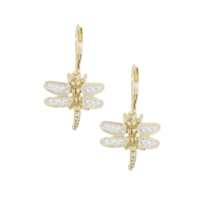 20th Anniversary Gold Dragonfly French Wire Earring