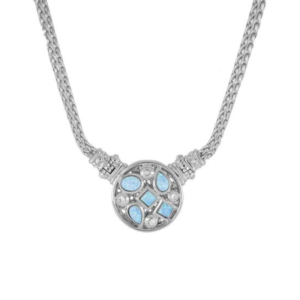 Opalas do Mar - 5 Blue Opal Double Strand Necklace with CZ in Gold or Rhodium by John Medeiros Jewelry Collection