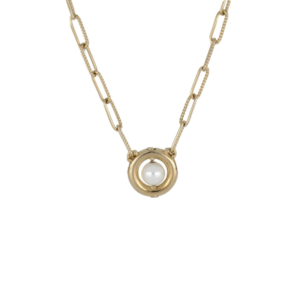 Diamante - Gold Necklace with Pearl Inset