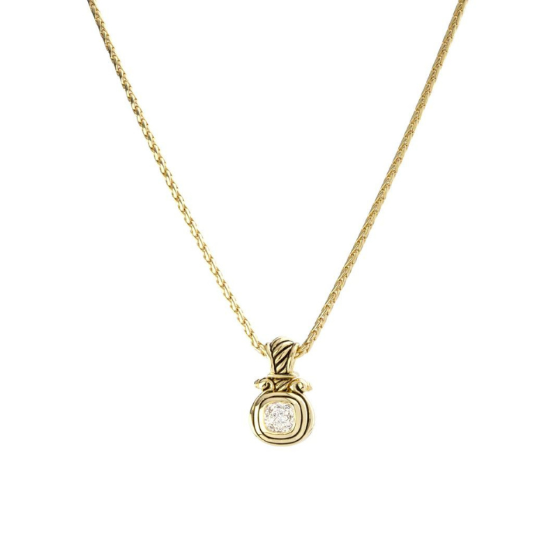 Anvil Gold & Pave Large Slider with chain handmade by john medeiros