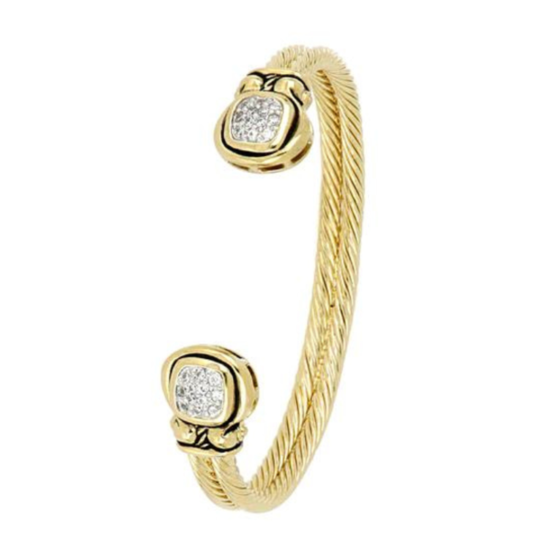 Anvil Gold & Pave Cuff Bracelet handmade by john medeiros