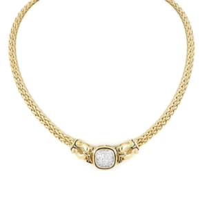 Anvil Gold & Pave Horseshoe Necklace handmade by john medeiros