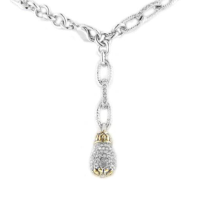 two tone pave beaded drop necklace handcrafted by john medeiros