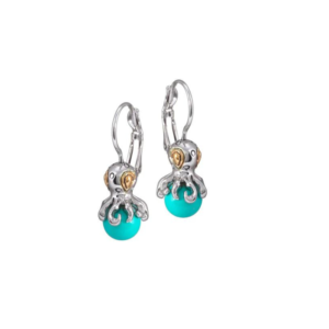 two tone aqua octopus and turquoise earrings by john medeiros