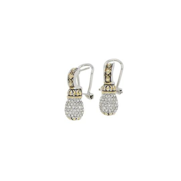 two tone pave drop earrings handcrafted by john medeiros