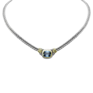 two tone blue stone Nouveau Double Strand Necklace