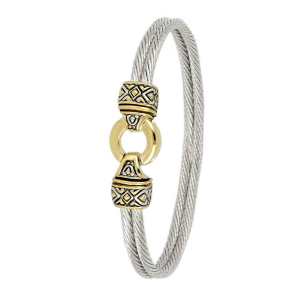 two tone Gold Circle Double Wire Bracelet