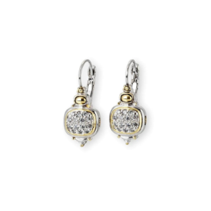 two tone Pave Vertical French Wire Earrings