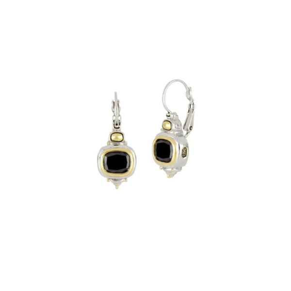 Two tone Nouveau Black French Wire Earrings