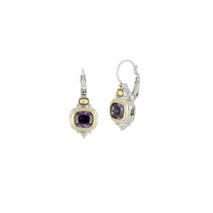 two tone purple stone French Wire Earrings