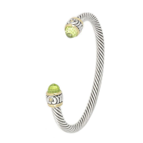 two tone Small Nouveau Wire Cuff Peridot