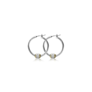 Two tone Pave Beaded Hoop Earrings