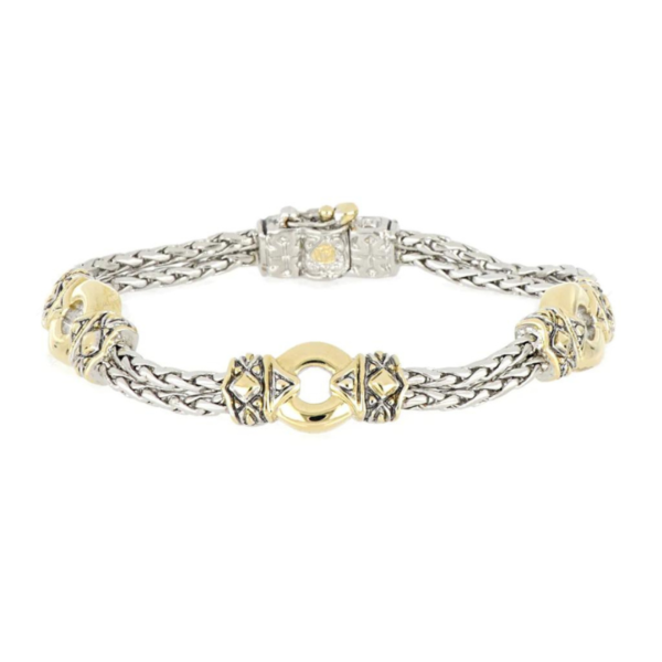 Antiqua Gold Circle - Three Station Bracelet by John Medeiros Jewelry Collections