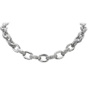 two tone Pave Oval Link Necklace