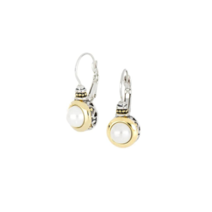two tone 8mm Seashell Pearl French Wire Earrings handcrafted in the USA by john medeiros