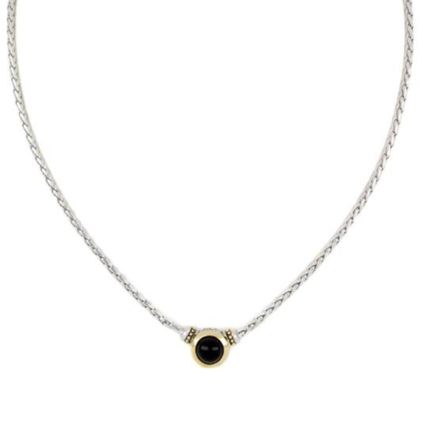 two tone Black Onyx 8mm Necklace handcrafted in the USA by john medeiros