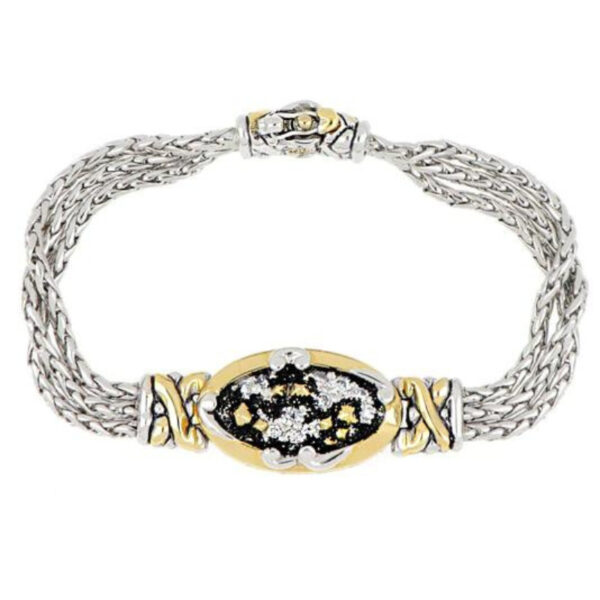 two tone druzy Lava Triple Strand Bracelet handcrafted in the USA by john medeiros
