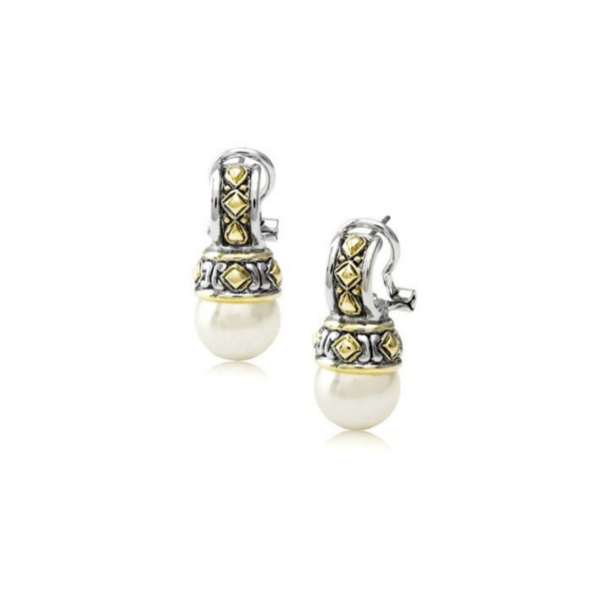 two tone Large Pearl Earrings handcrafted in the USA by john medeiros