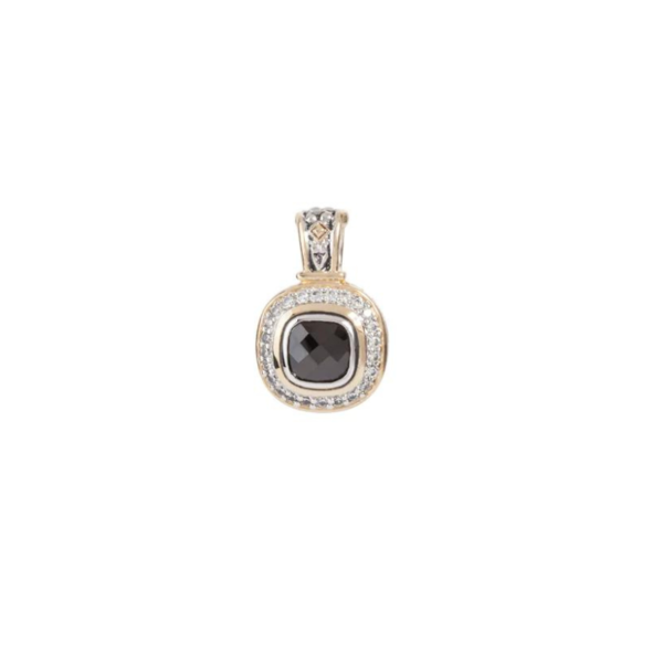 two tone black Pavé Accented Square Enhancer Pendant handcrafted in the USA by john medeiros