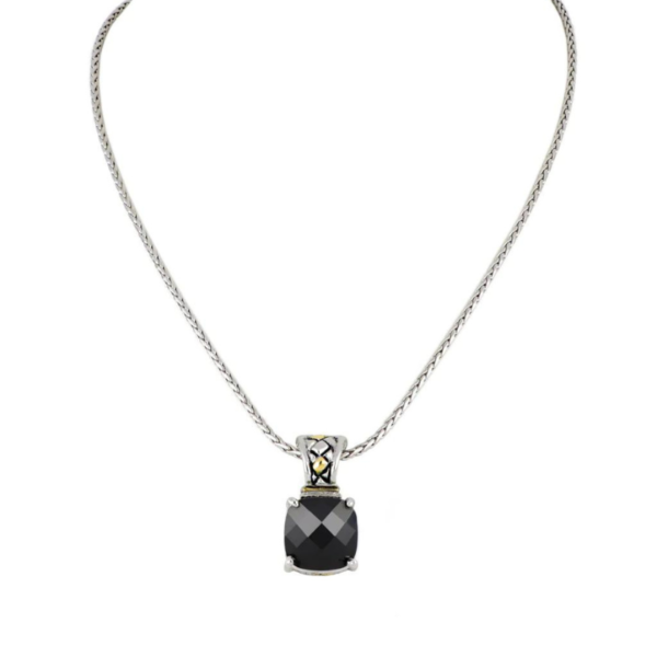 two tone black Square Cut Enhancer Charm with 16" Chain handcrafted by john medeiros