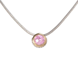 two tone pink CZ Solitaire Necklace handcrafted by john medeiros