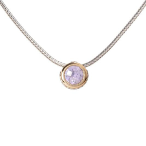 two tone lavender CZ Solitaire Necklace handcrafted by john medeiros