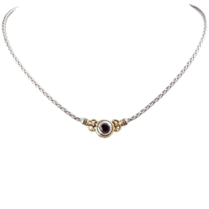 two tone 6mm CZ Single Stone Necklace handcrafted by john medeiros