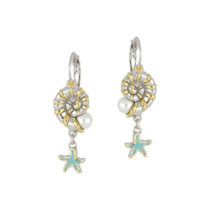 CARAÍBA COLLECTION NAUTILUS & STARFISH FRENCH WIRE EARRINGS