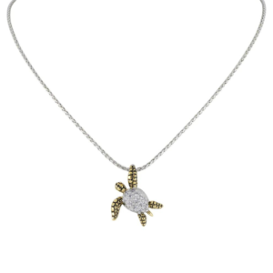 Ocean Images Pavé and Gold Small Turtle Pendant Necklace by John Medeiros Jewelry Collections.