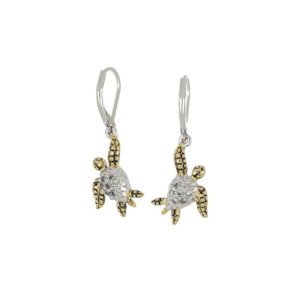 Ocean Images Pavé and Gold Small Turtle French Wire Earrings by John Medeiros Jewelry Collections.
