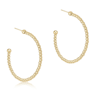 beaded classic post hoop - 2mm gold