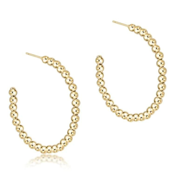 beaded classic post hoop - 3mm gold