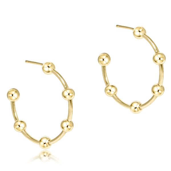 Beaded Simplicity 1.5" Post Hoop - 4mm Gold