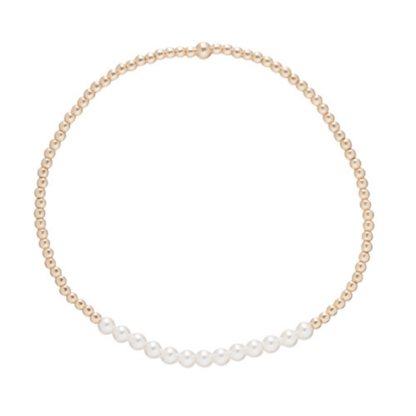 Gold Bliss 2mm Bead Bracelet - Pearl