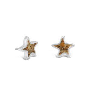 starfish sand jewel earrings with sand handmade in the USA by dune jewelry