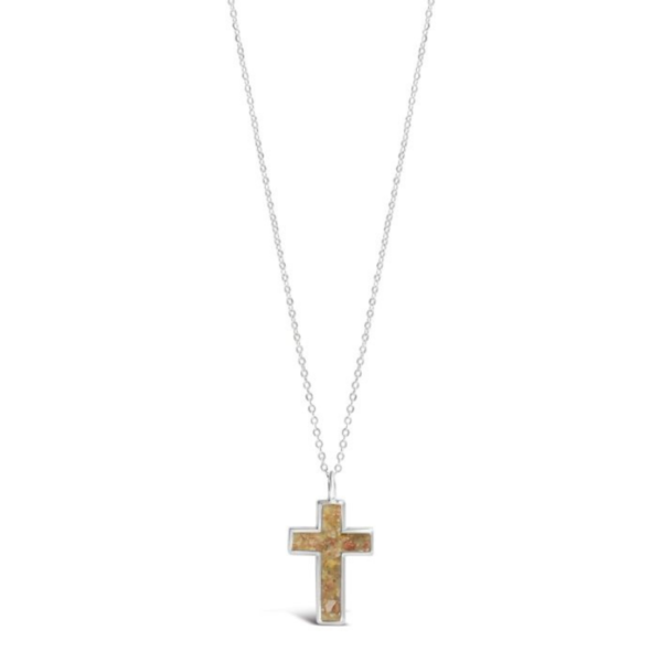 cross necklace with sand handmade in the USA by dune jewelry