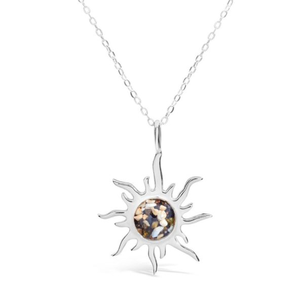 sunburst necklace with sand handmade in the USA by dune jewelry
