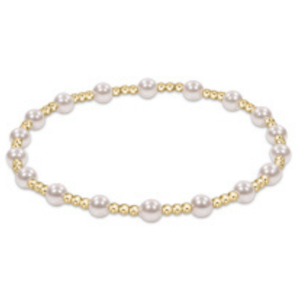 Classic Sincerity Pattern 4mm Bead Bracelet - Pearl